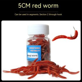 Soft Bait Fake Worm Mealworm Earthworm Red Bottled Bionic Lure (Option: 5cm Red Worm Red 100 Pieces)