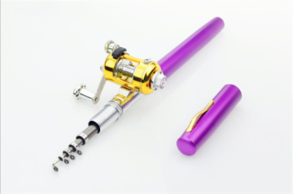 Mini Ice Fishing Rod Pocket Raft Rod Portable Gift Fishing Rod (Color: Purple)